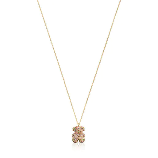 Colar Urso Imponente com Gemas e Ouro