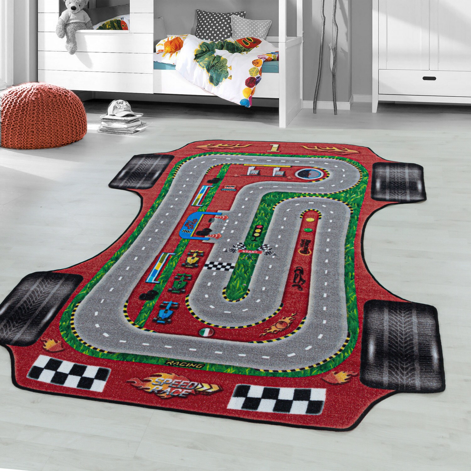 Kinderteppich Spielteppich Rennwagen, Autobahn, StraßeMotiv, Höhe 8 mm