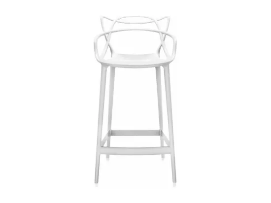 Tabouret moderne avec accoudoirs blanc Beliano 66cm