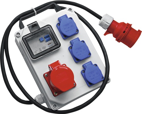 Mobiele kleine verdeeldoos PCE 16A IP54 5-polig grijs/rood/blauw