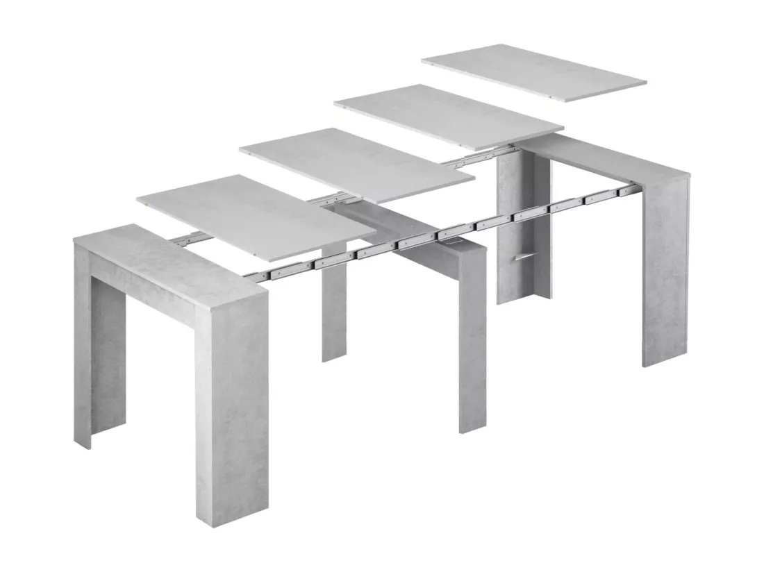 Console Diluna, Table à manger extensible, Table avec rallonges polyvalentes extensible jusqu'à 10 places, 51/237x90h78 cm, Ciment