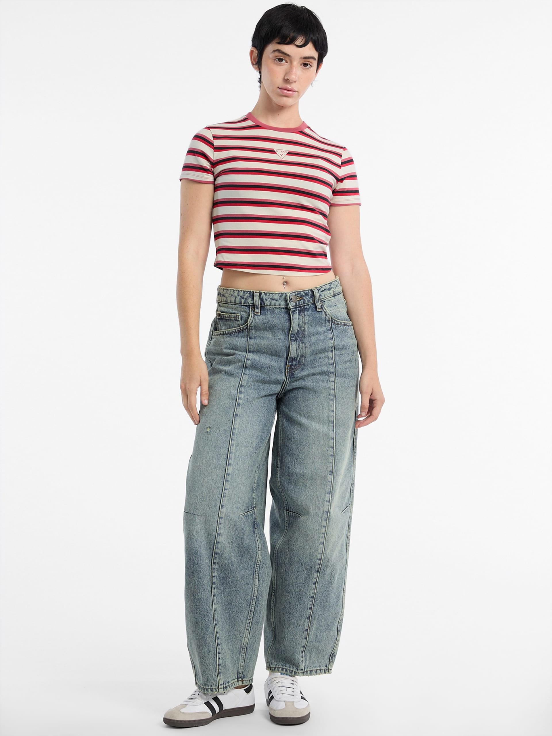 Camiseta infantil listrada Eco GUESS Originals Core
