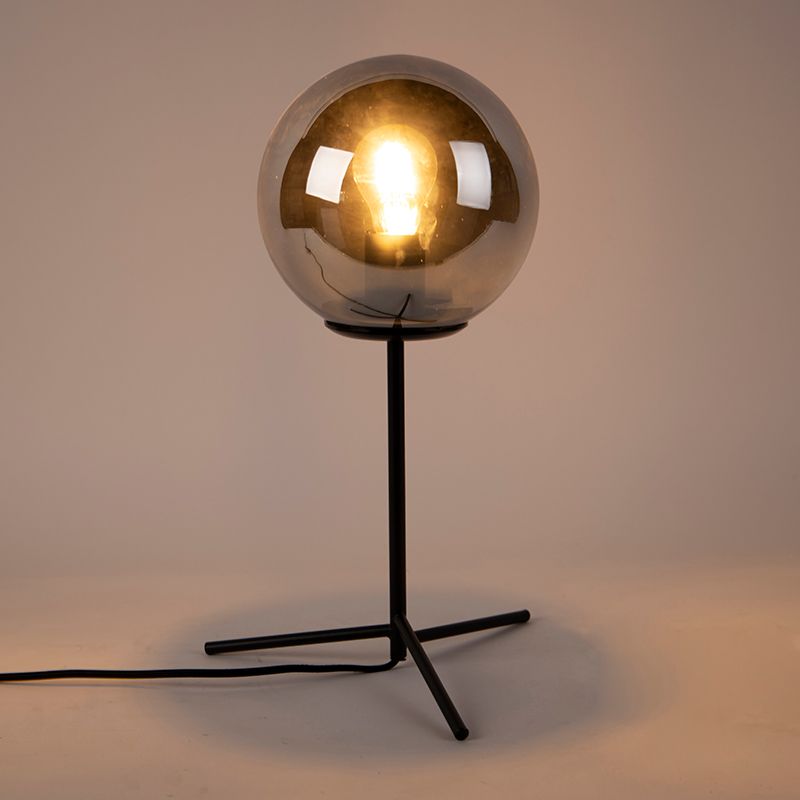 Art deco tafellamp zwart met smoke glas 45,5 cm - Pallon