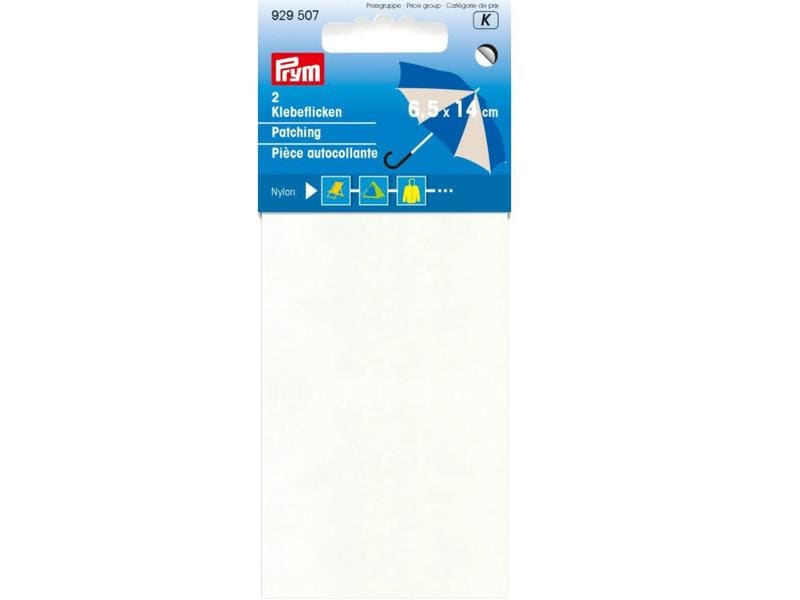 Prym Flickstoff 6.5 x 14 cm Nylon, Weiss Selbstklebende Nylon-Flicken