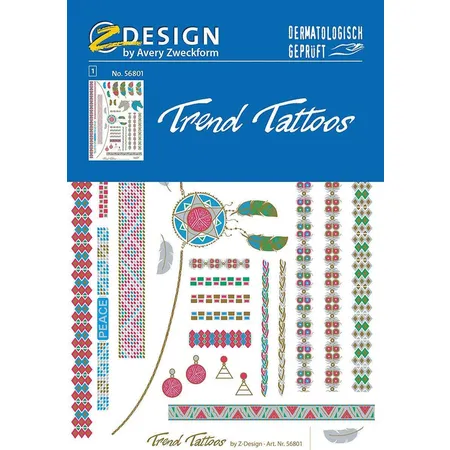 Avery Zweckform Z-Design - Trend Tattoos A5 Indian silber 1 Bogen