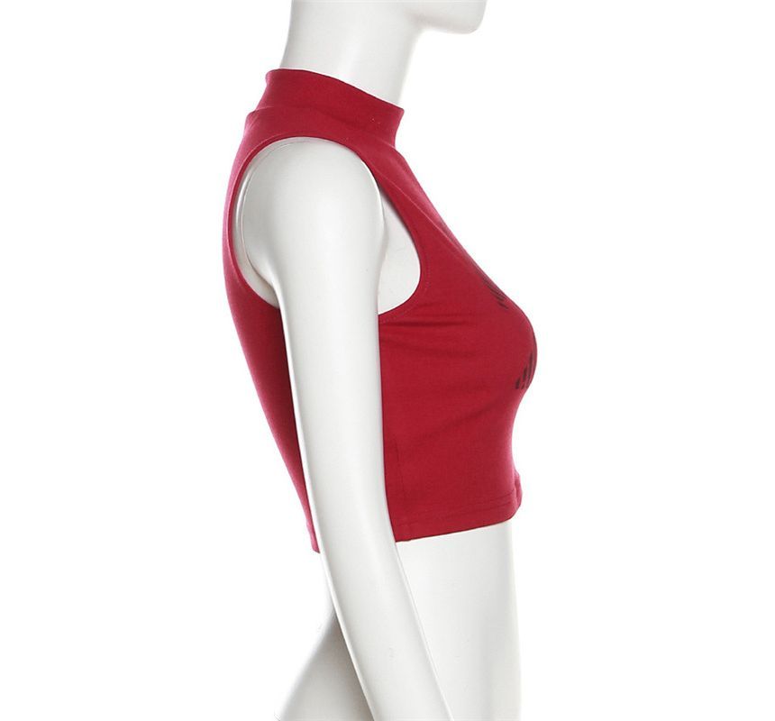 Sugarcoat - Crop tanktop met nephals en print