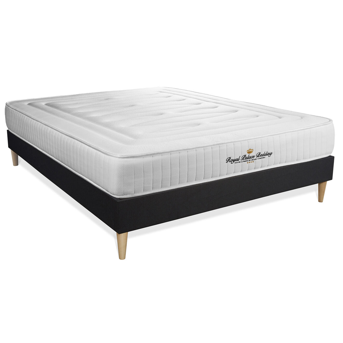 Royal Palace Bedding Ensemble matelas à mémoire de forme & sommier Nottingham noir - 140x190 cm