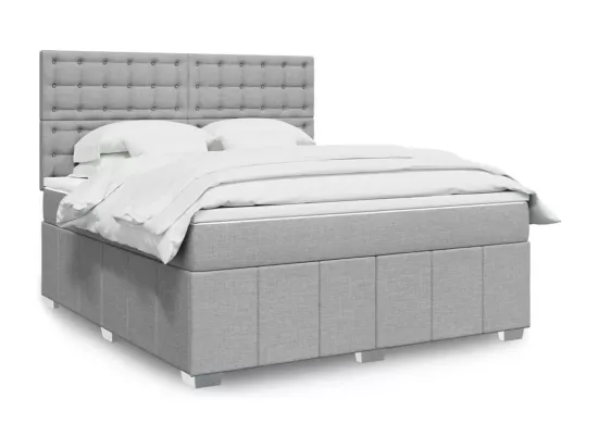 Sommier à lattes de lit avec matelas Gris clair 180x200cm Tissu