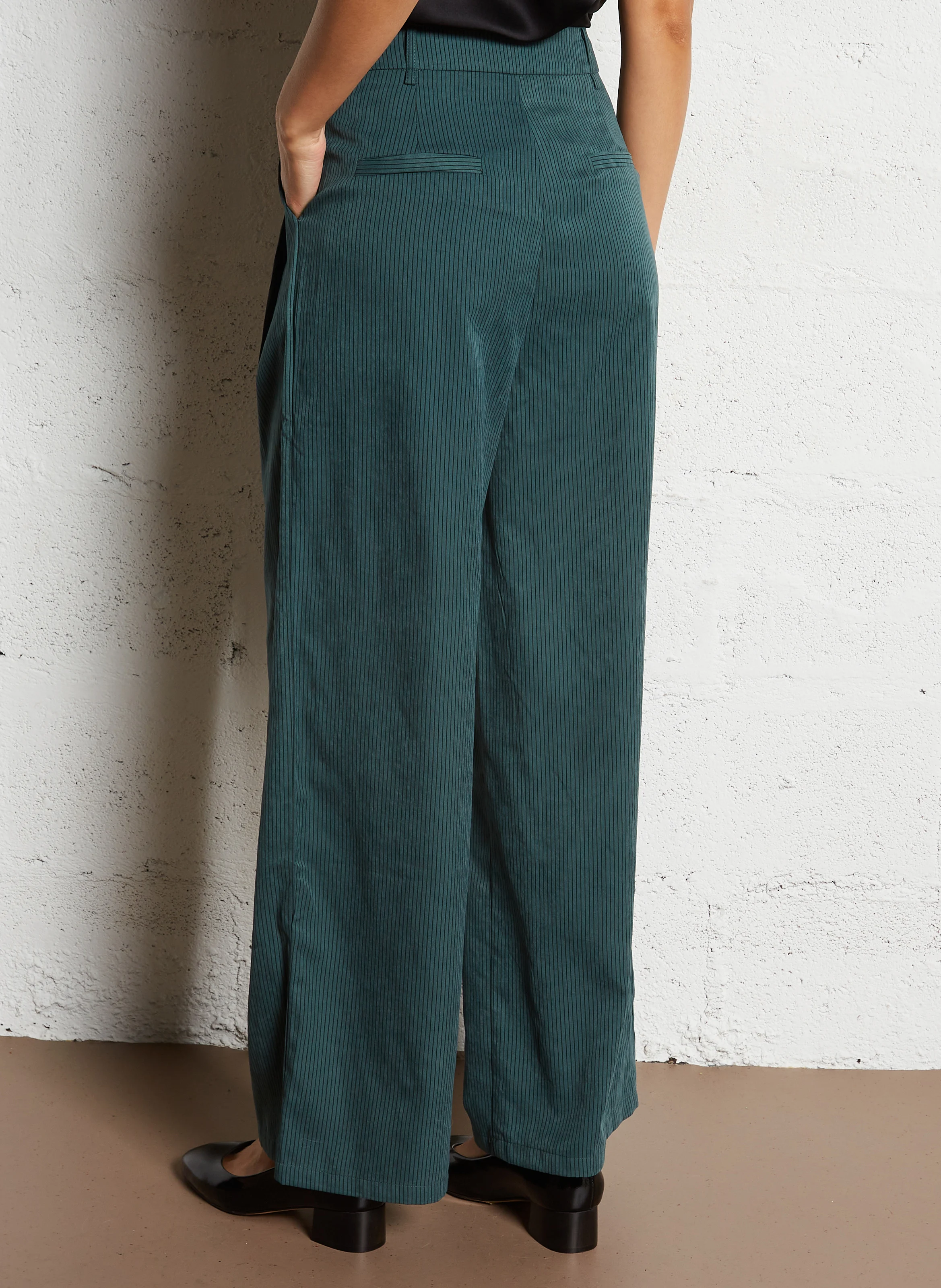 Pantalon large à rayures | Bleu