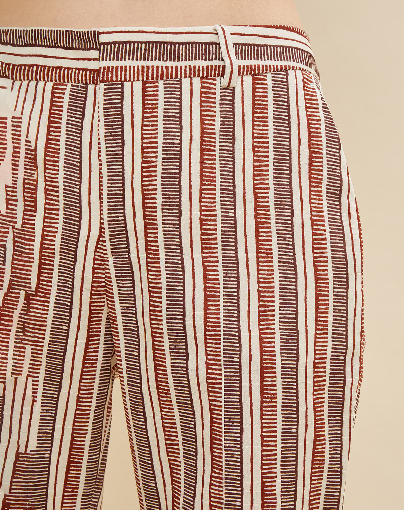 Chloé Stora Pantalon Priscille rayé terre/écru