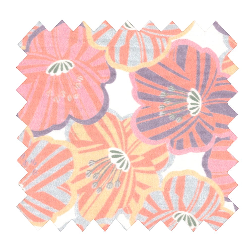 Coupon Tissu 1 M Ex2540 Anemones Rayées Pastel