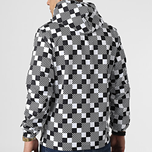 Veste Zippée Capuche A Carreaux XP124 Blanc Noir