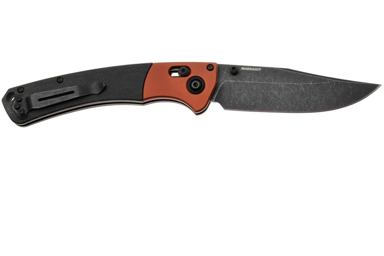 Benchmade Crooked River 15080BK-04 Blackwashed Magnacut, Burnt Copper Aluminum Black Micarta, zakmes