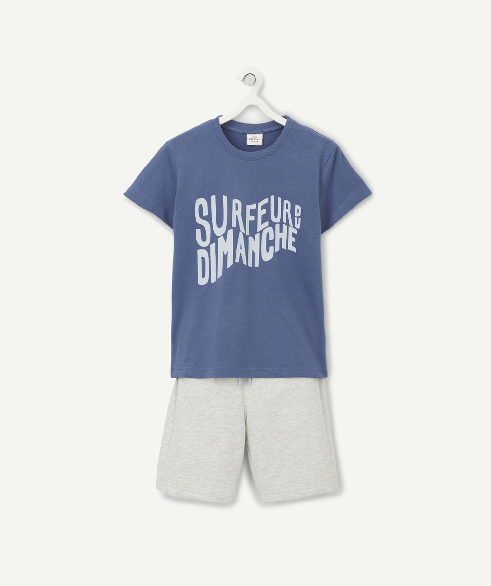 PYJAMA GARÇON EN FIBRES RECYCLÉES MESSAGE SURFEUR DIMANCHE