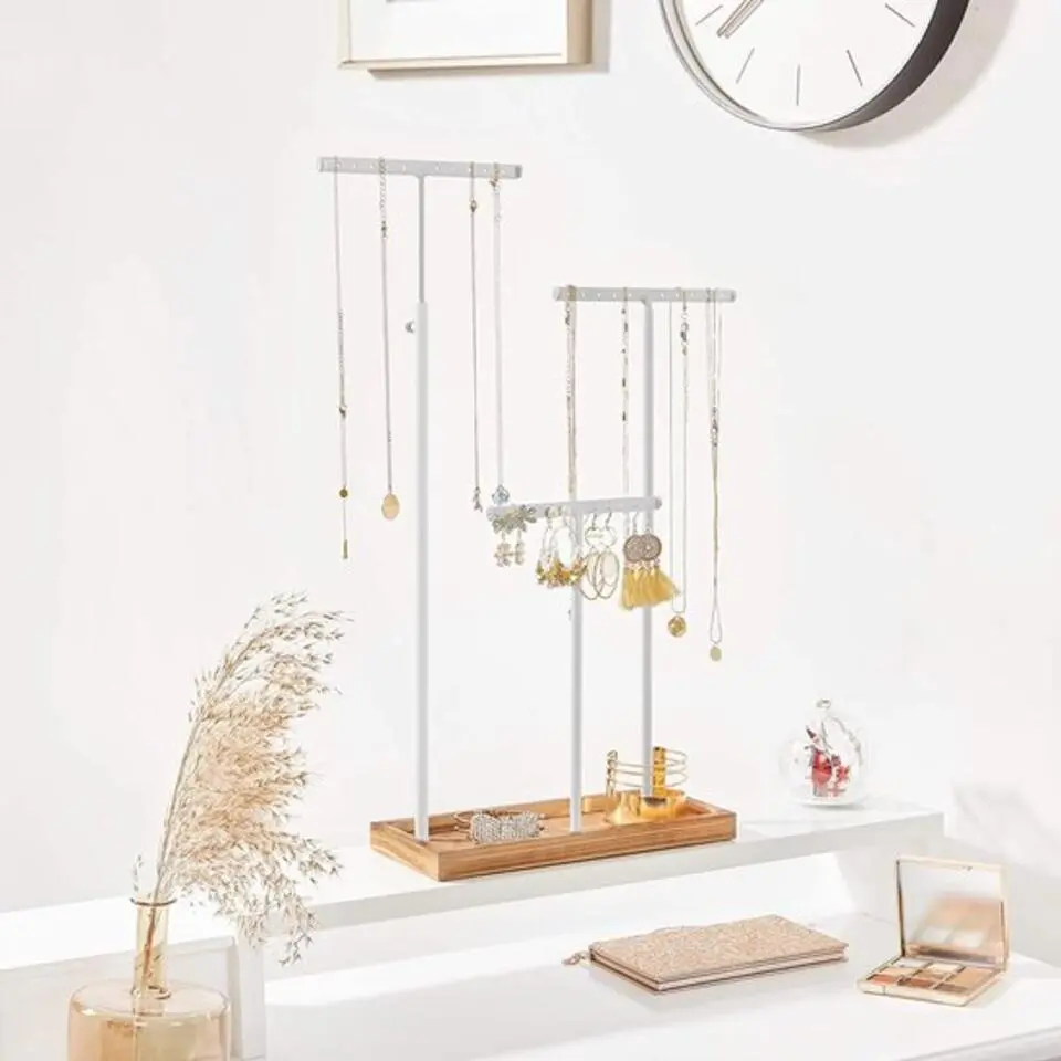 Parya Home - Sierradenrek - Oorbellenstandaard - 2-in-1 - Hout - Wit