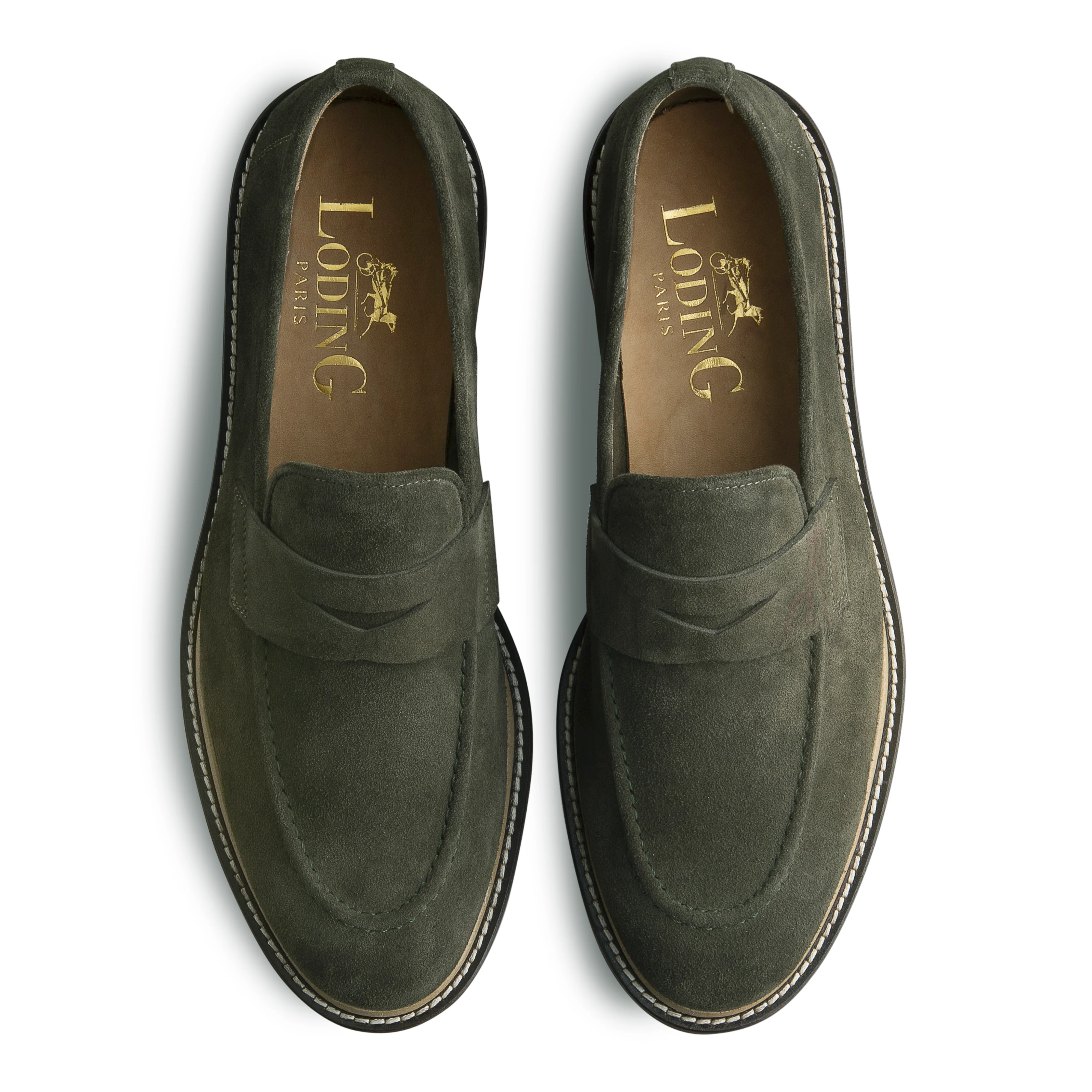 Mocassin d'été velours kaki pour homme Lenno 703
