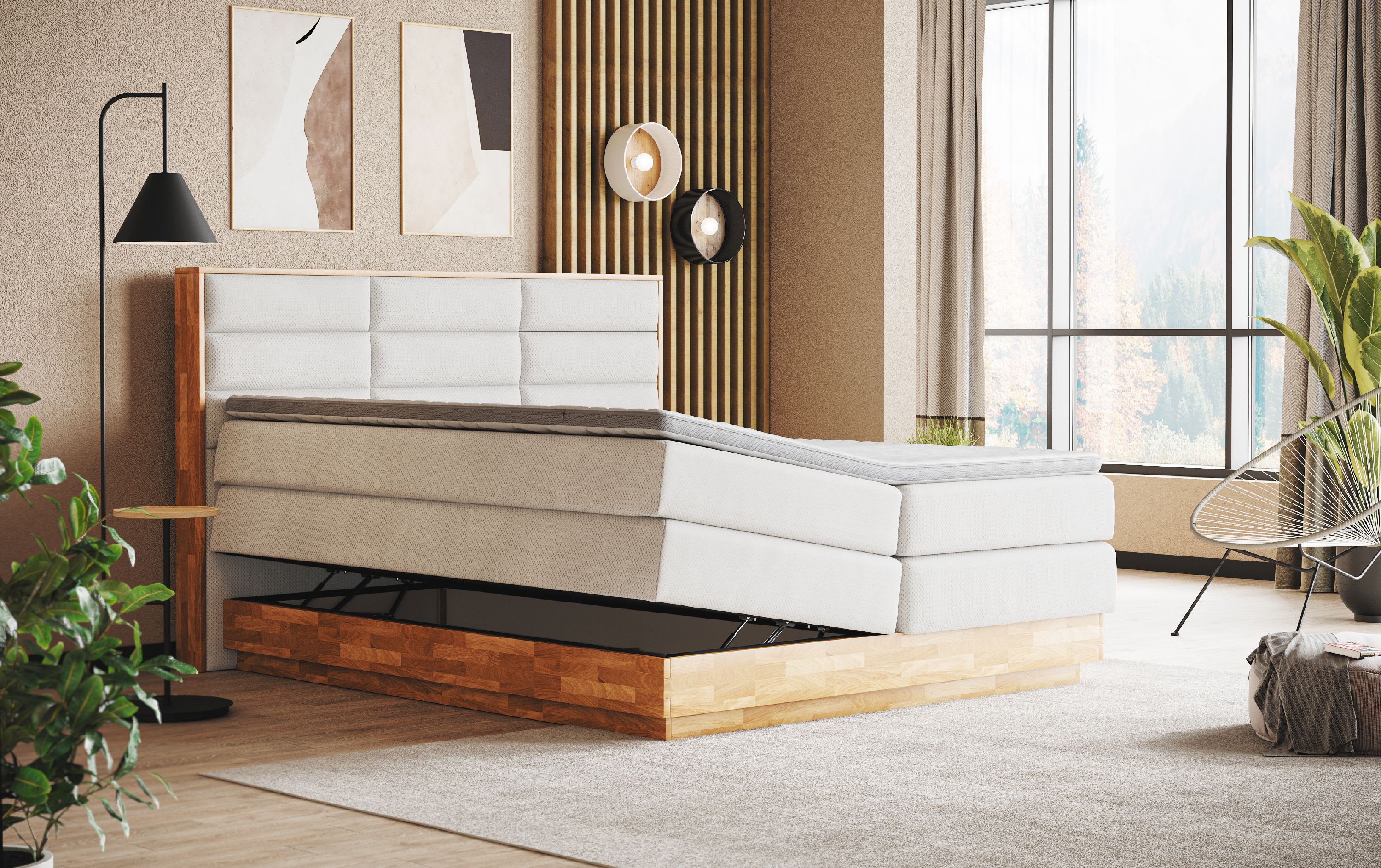 Boxspringbett VALMONDO INCANA 160X200 H2\/H2 creme