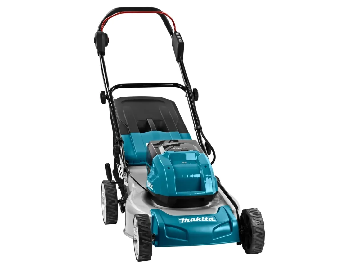 Makita Twin DLM460PT2 - Græsslåmaskine - ledningfri - 18 V - 5 Ah - 2 batterier - 2500-3300 opm - 46 cm - 25.3 kg