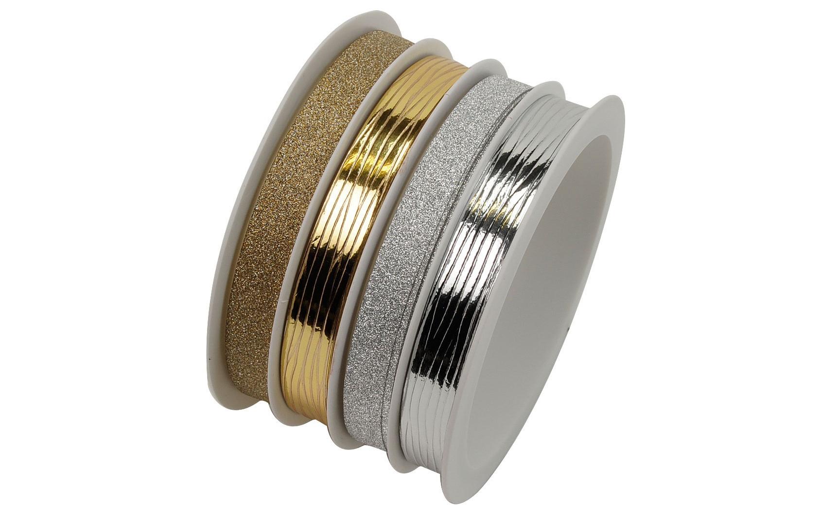 Geschenkband Mix Metallic 10 mm x 16 m, Glitzer/MehrfarbigKräuselband für Geschenke