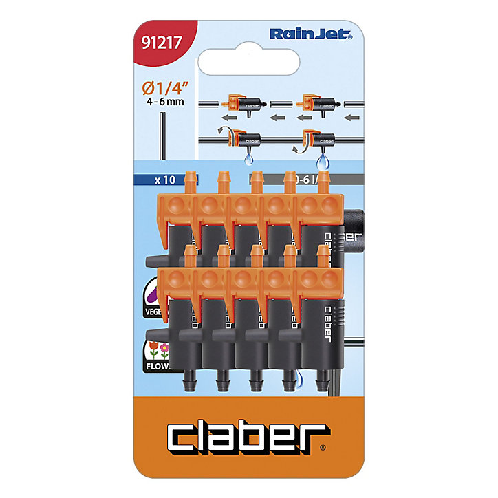 10 goutteurs en ligne Claber de 0 à 6 L/h