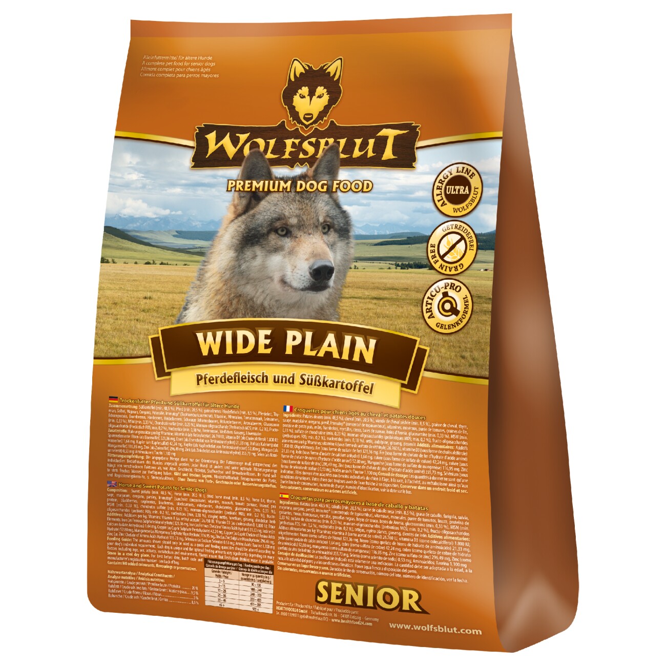 WOLFSBLUT Wide Plain Senior, Pferd mit Süßkartoffel 2 kg