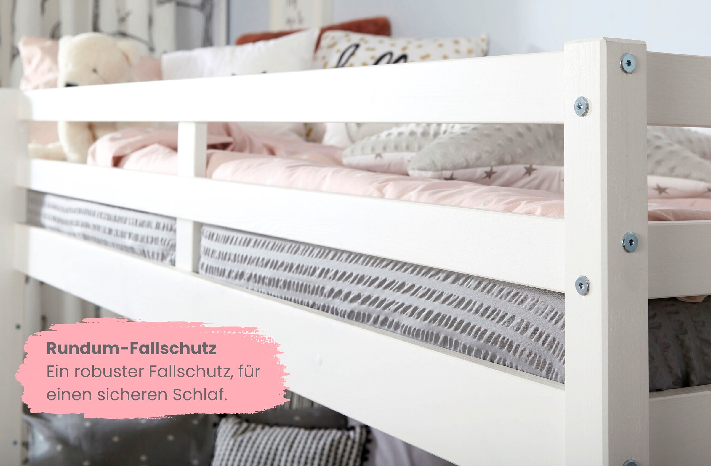 Ticaa Etagenbett Stockbett Rene Kiefer massiv Weiß