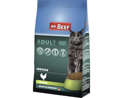 MR.BEEF Indoor droogvoer voor katten, 3 kg, kip, non-GMO, zonder toegevoegde suikers, zonder kleurstoffen, zonder soja. Gemaakt in Duitsland.