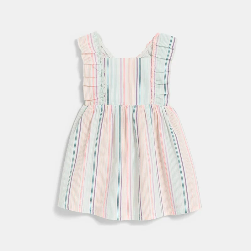 Robe à bretelles rayée multicolore bébé fille Gris ou noir