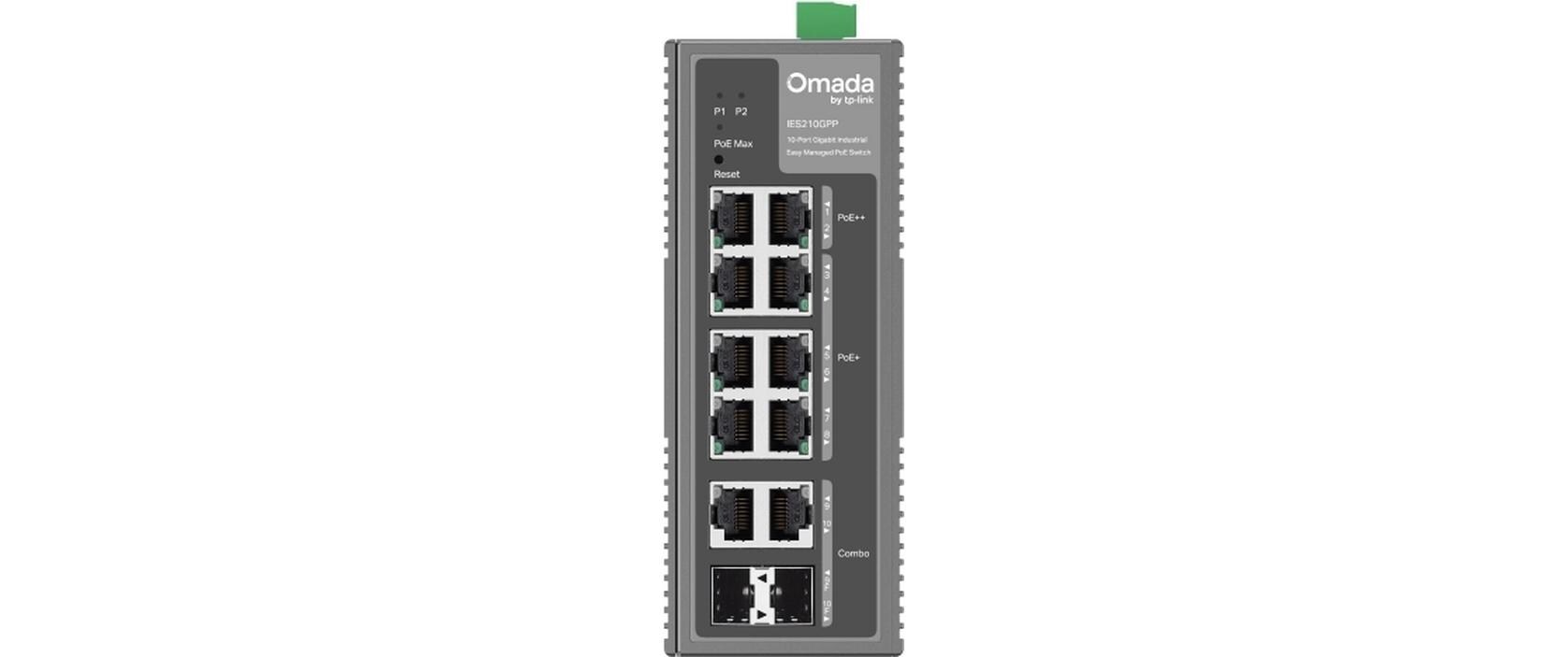 PoE++ Switch Omada IES210GPP 10 Port<br>Omada 10-Port Gigabit Industrial Easy Managed Switch mit 6-Port PoE+ und 2-Port PoE++