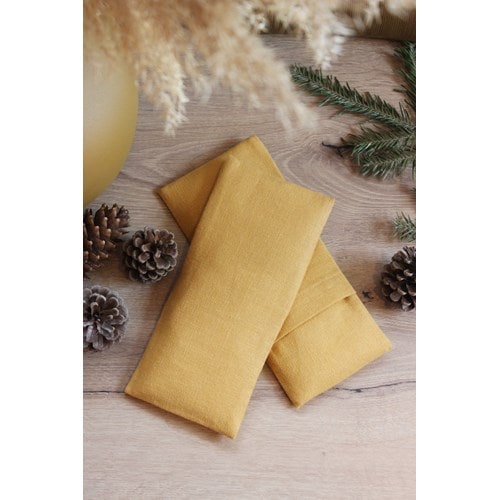 Masque yeux yoga - lin jaune moutarde