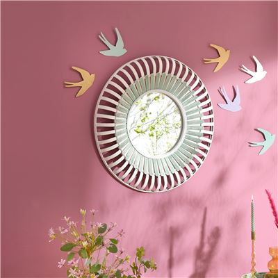 Grand miroir rond en bambou