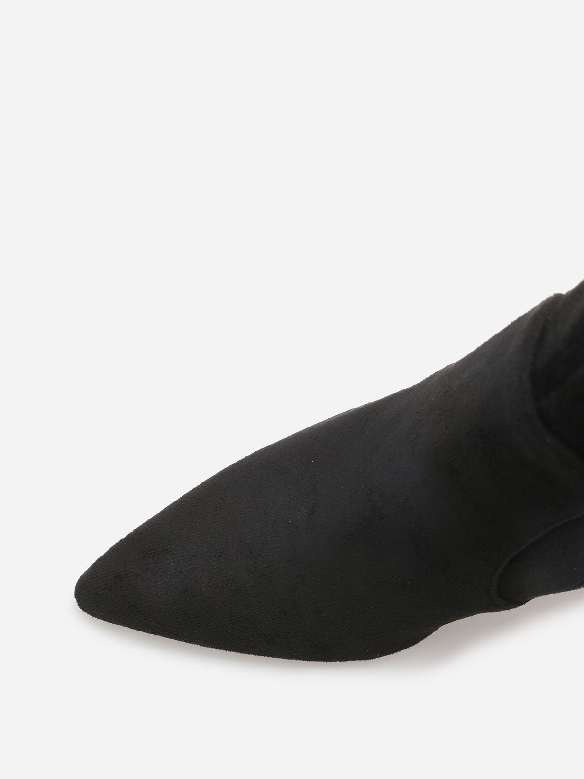 Bottines pointues en suédine à talon aiguille- Noir