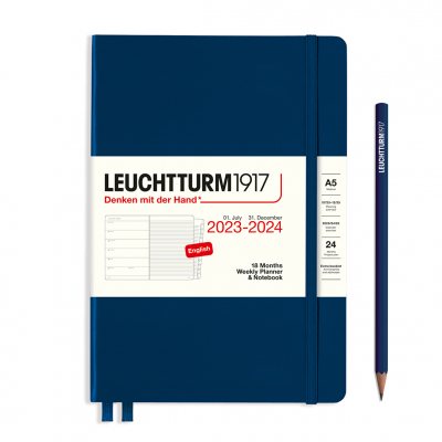 Navy 18M A5 Weekly Hard Planner & Notebook Diary 2023-2024 (Diary)