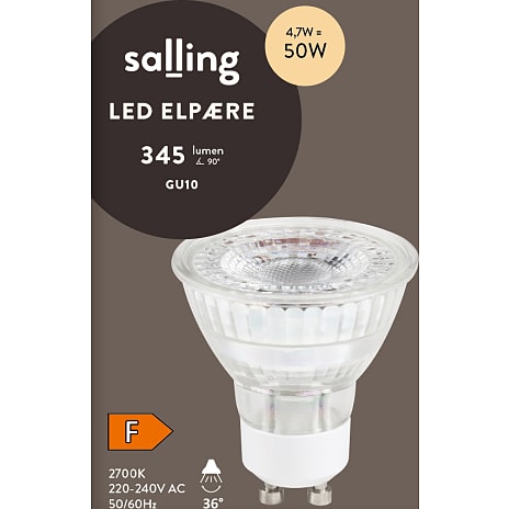 Salling LED spotpære 4,7W - varmt hvidt lys