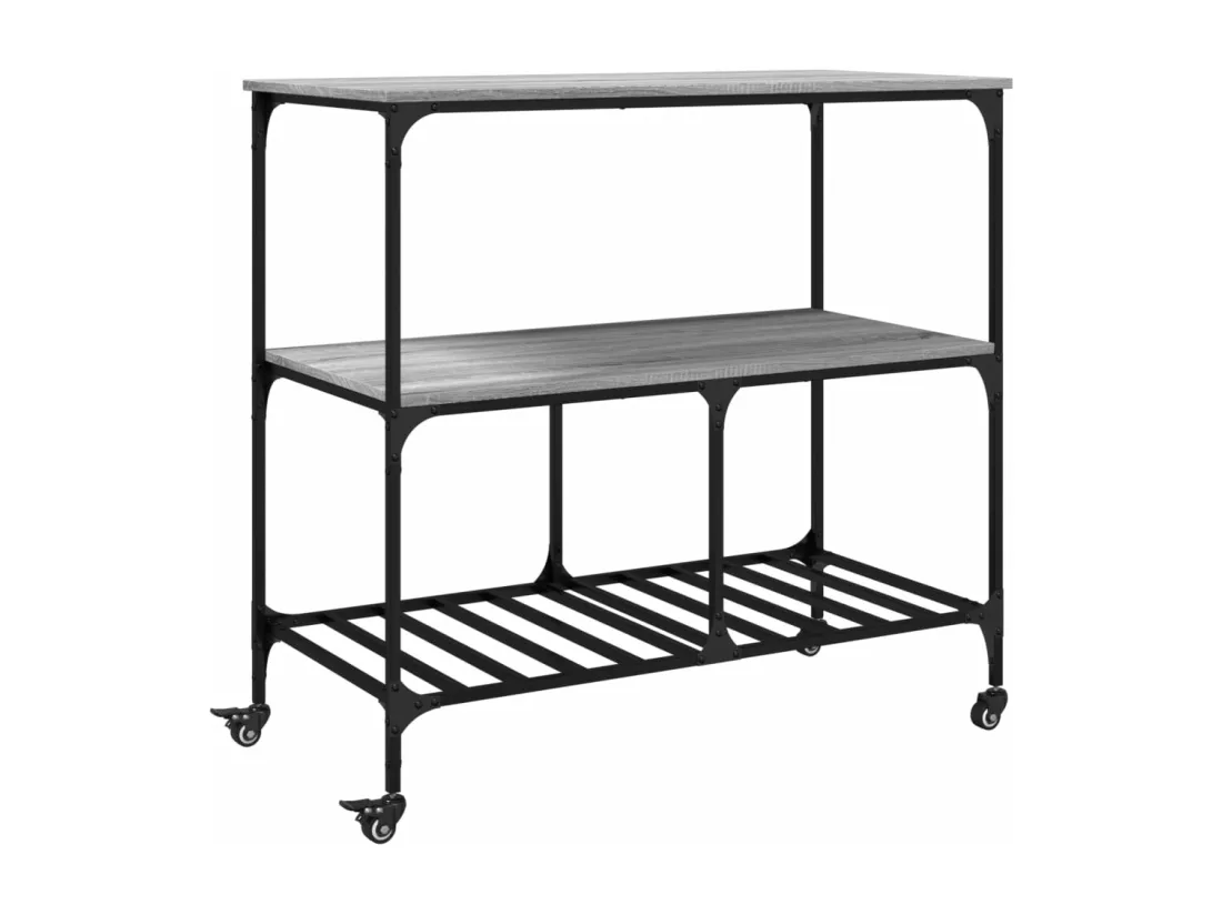Chariot de cuisine sonoma gris 100x50x95 cm bois d'ingénierie