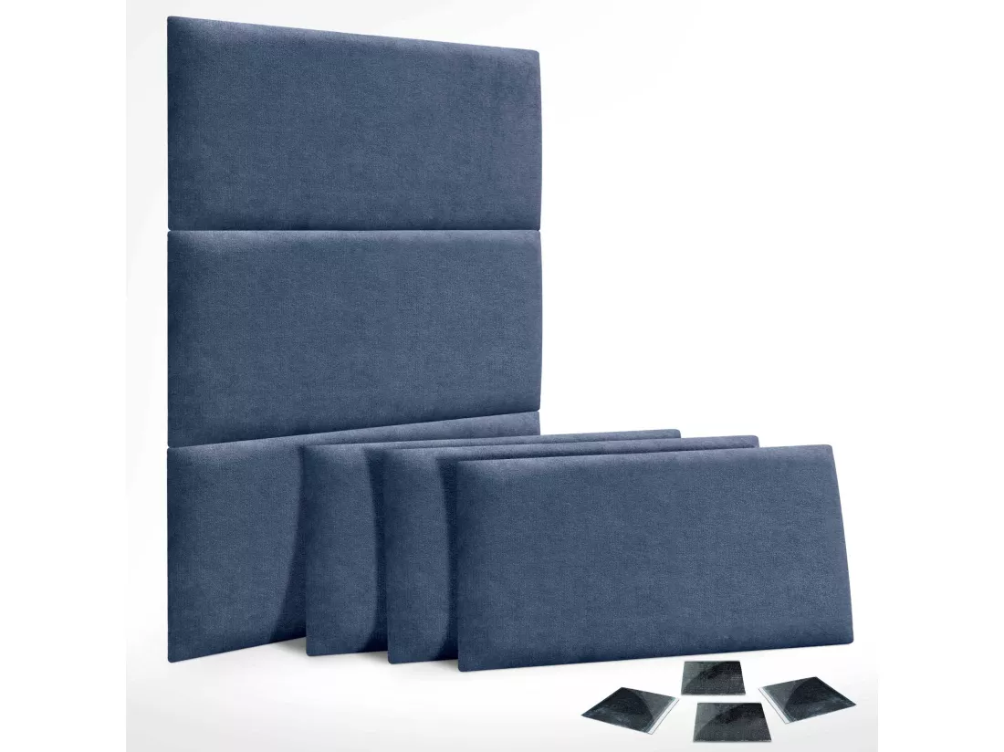 DHOME Lot de 6 Panneaux Rembourrés en Tissu Aqualine Autocollants pour Mur Acoustiques Absorbants Protection contre les Chocs (Bleu, 60x50cm, x6)