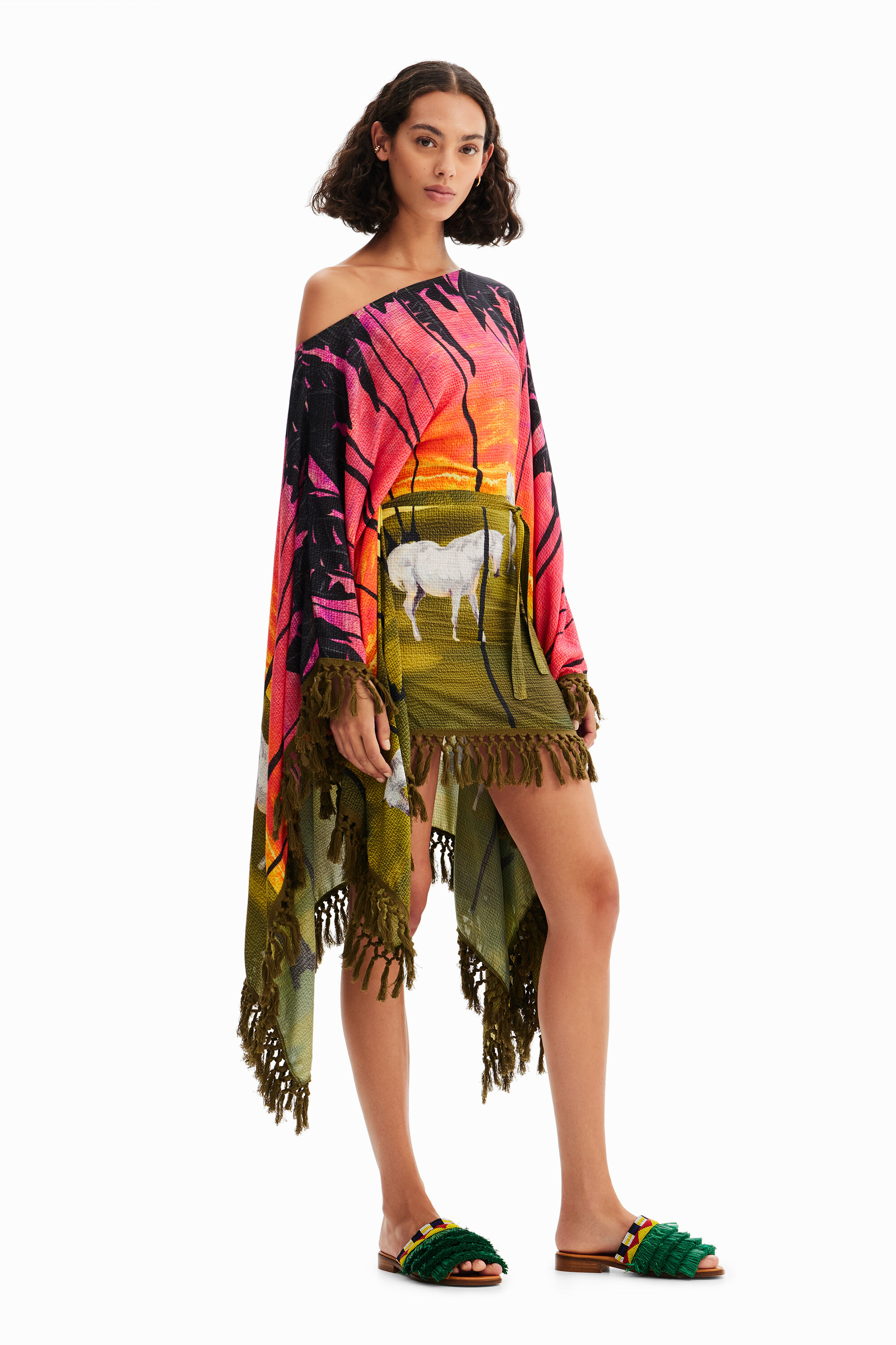 Robe poncho courte Stella Jean