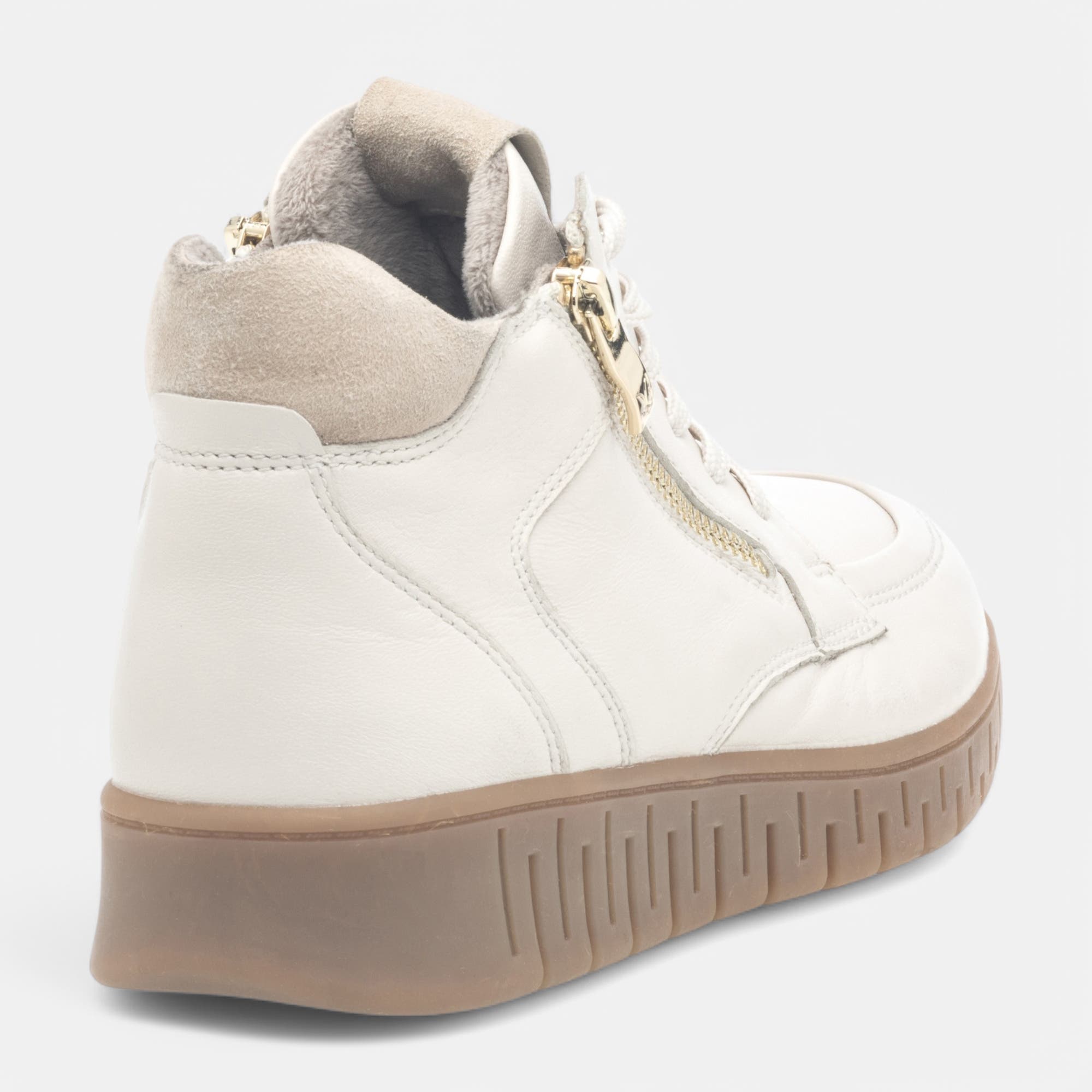 Baskets hautes Femme en cuir beige