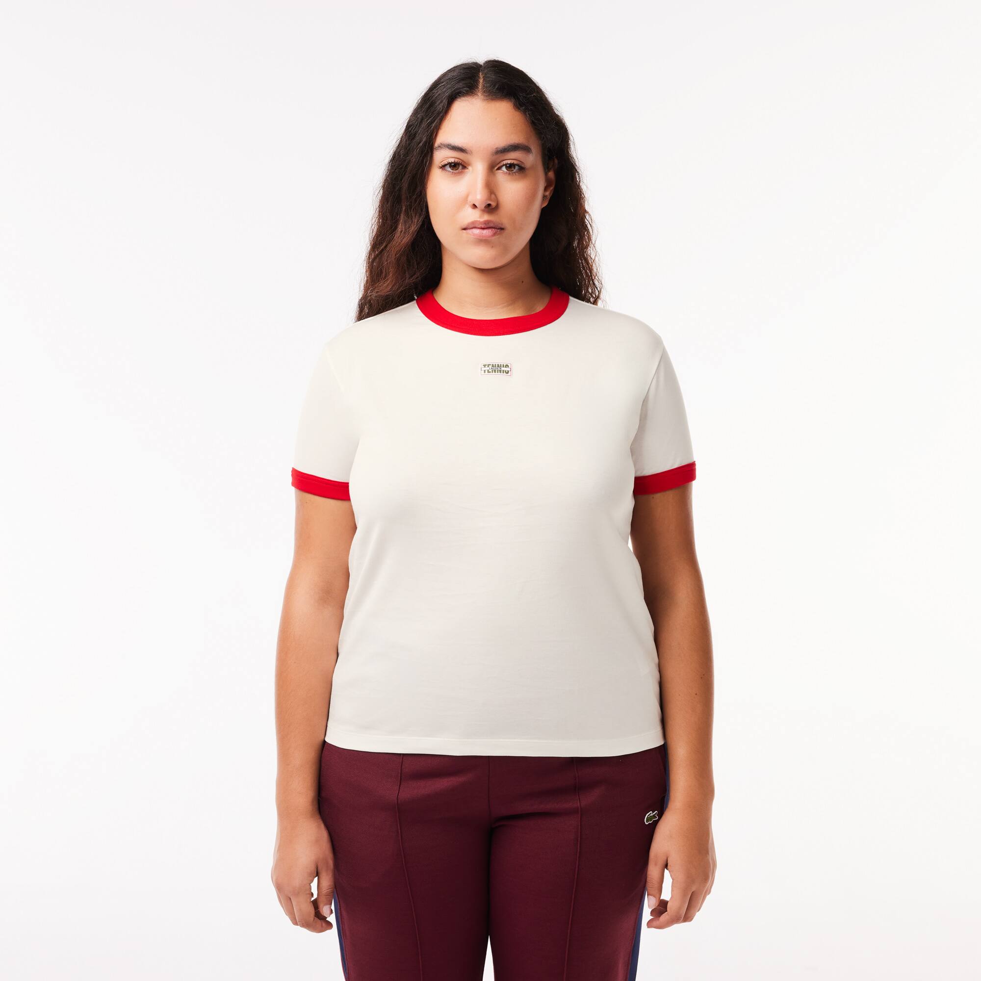 T-shirt slim fit en coton badge tennis T-Shirts - Blanc - Lacoste - Femme