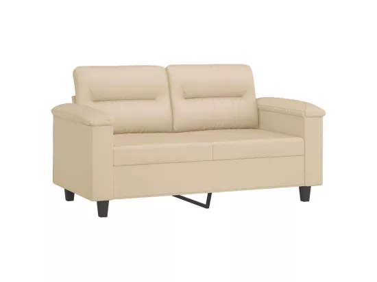 Canapé 2 places avec oreillers crème 120 cm tissu microfibre