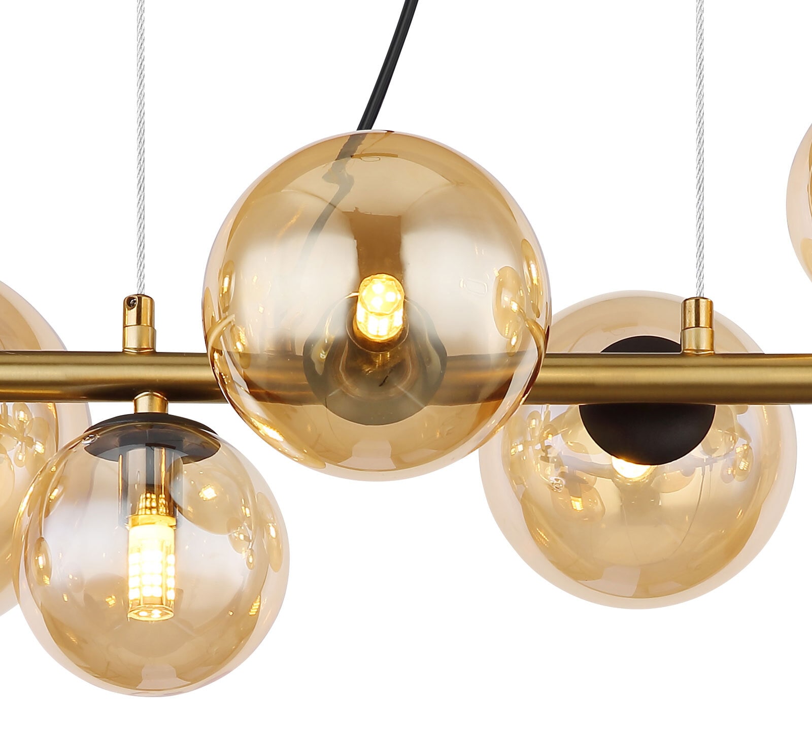 GLOBO LED Retrofit Balkenpendel RIHA 9-flg messingfarbig /amber