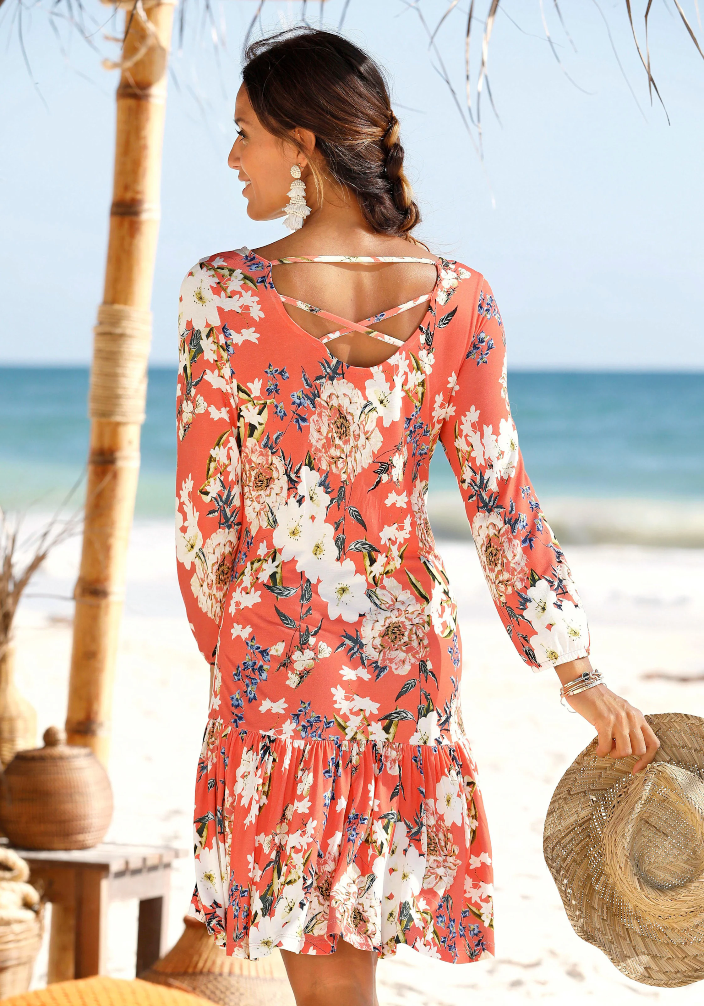 s.Oliver Jerseykleid in koralle-bedruckt