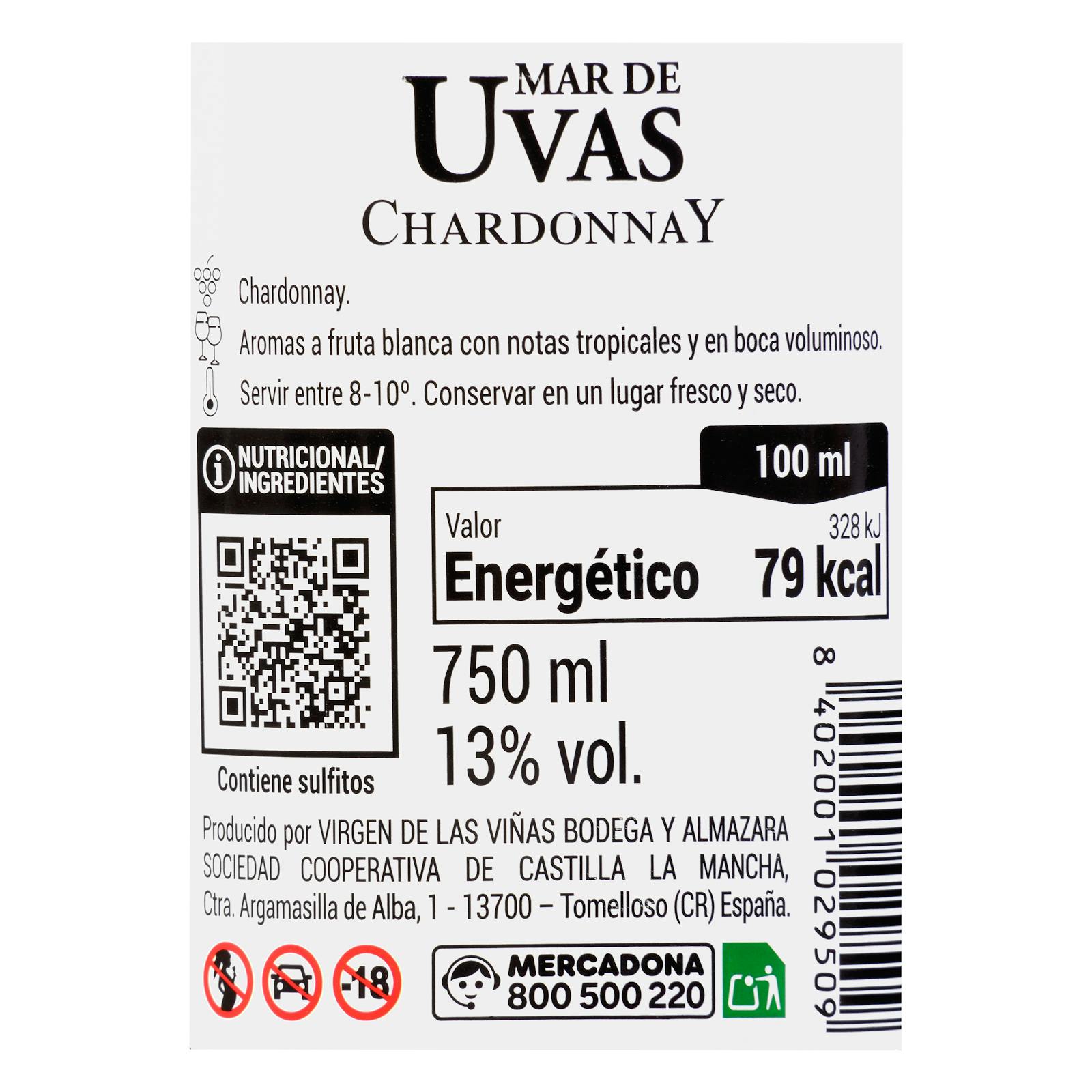 Vin blanc Chardonnay Mar de Uvas