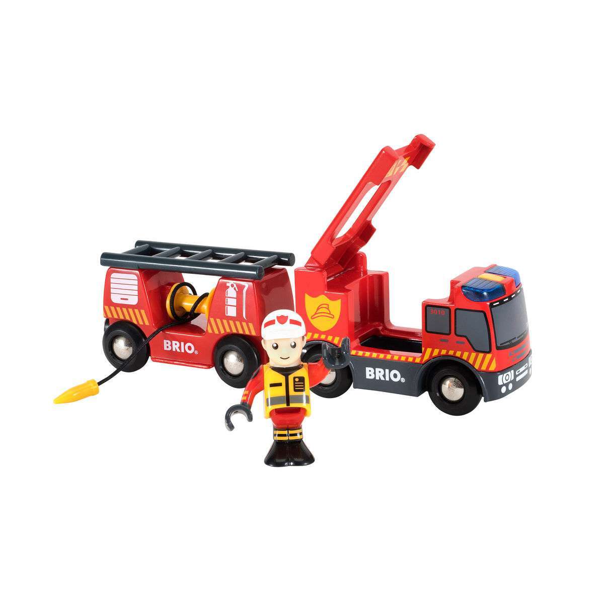 BRIO Spiel Feuerwehr-Leiterfahrzeug mit Licht & Sound
