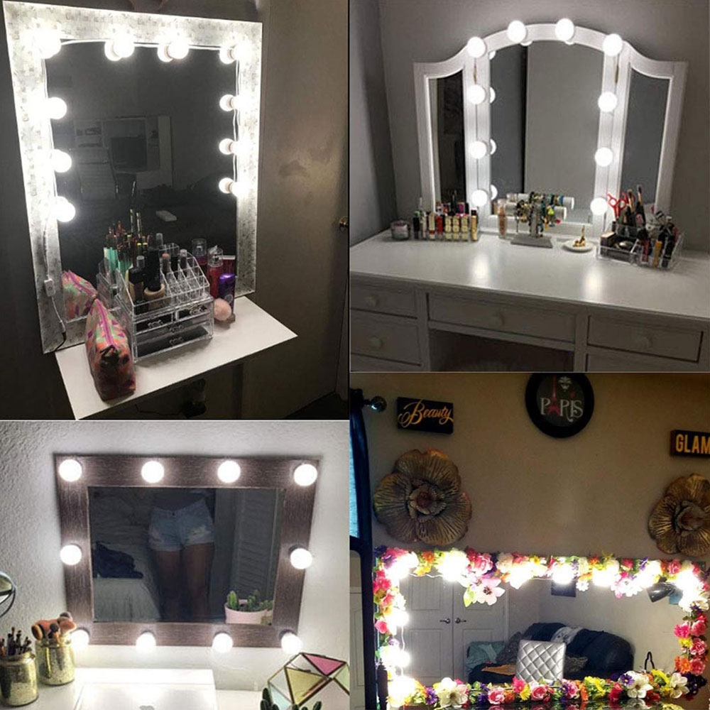 (10er Set) Schminkleuchten LED Lichter Nachrüst Kit für Make Up Spiegel - Hollywood Superstar
