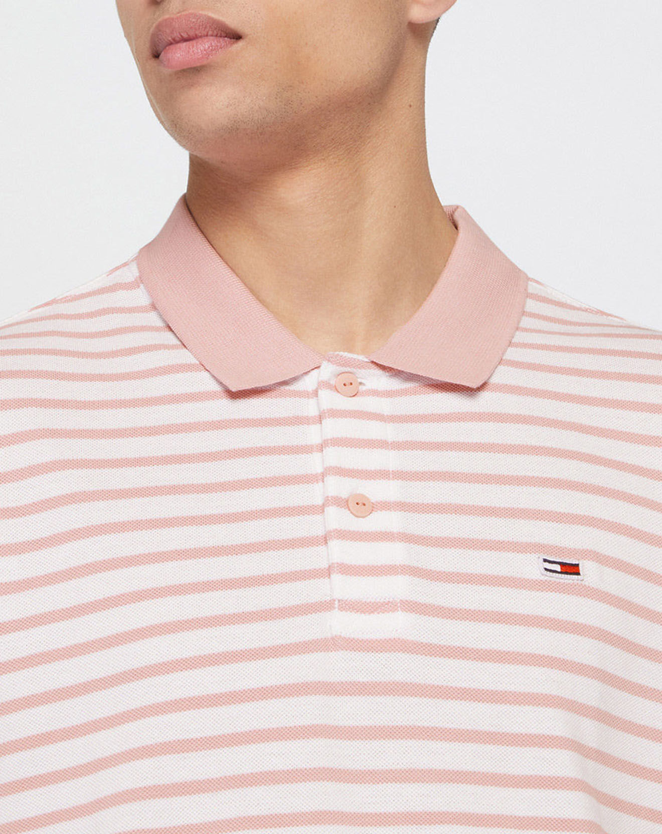 Tommy Jeans Polo Classic Easy rayé rose/blanc