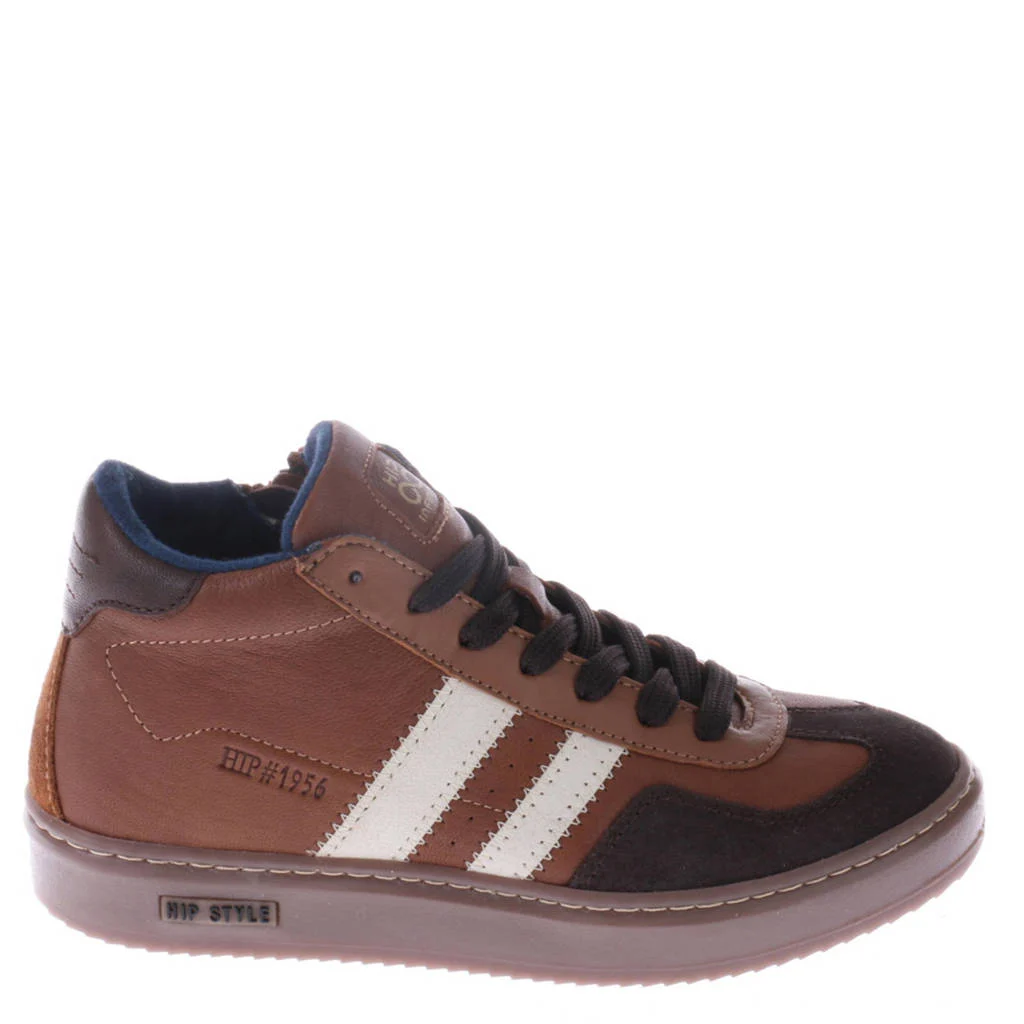 Hip leren sneakers cognac