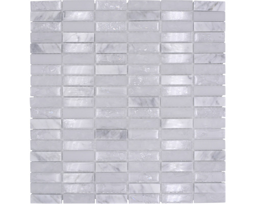 Glasmozaïek met natuursteen XIC S1211 wit 32,2x31 cm
