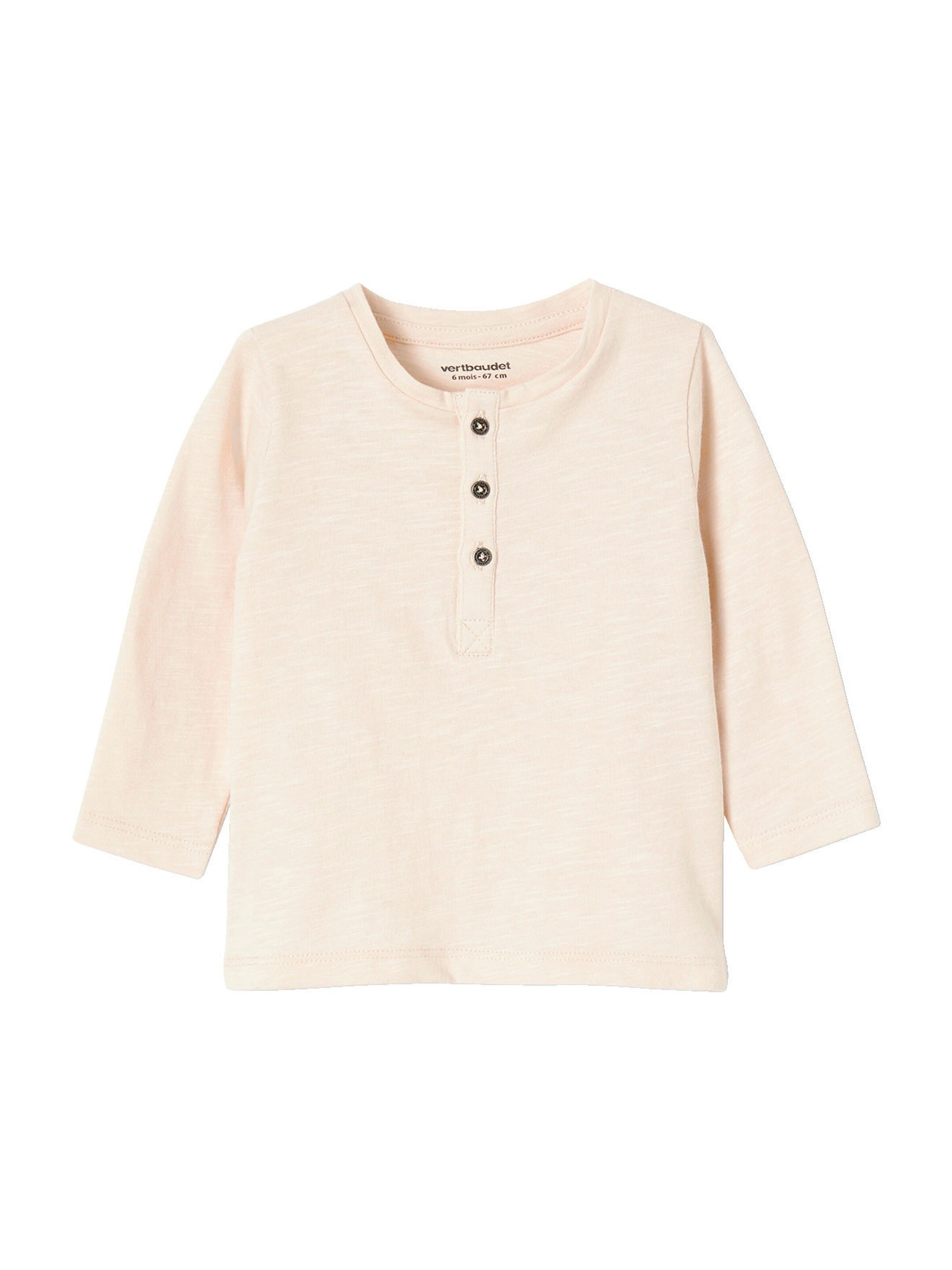 Vertbaudet Jungen Baby Henley-Shirt BASIC sand