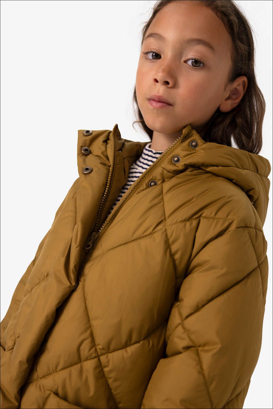 Khaki lange puffer jas